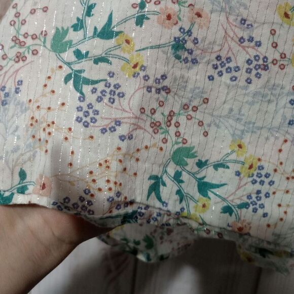 A.n.a Shirt Ladies 2xl White Floral Shimmer Semi Sheer Long Sleeve Light Weight - Picture 5 of 8